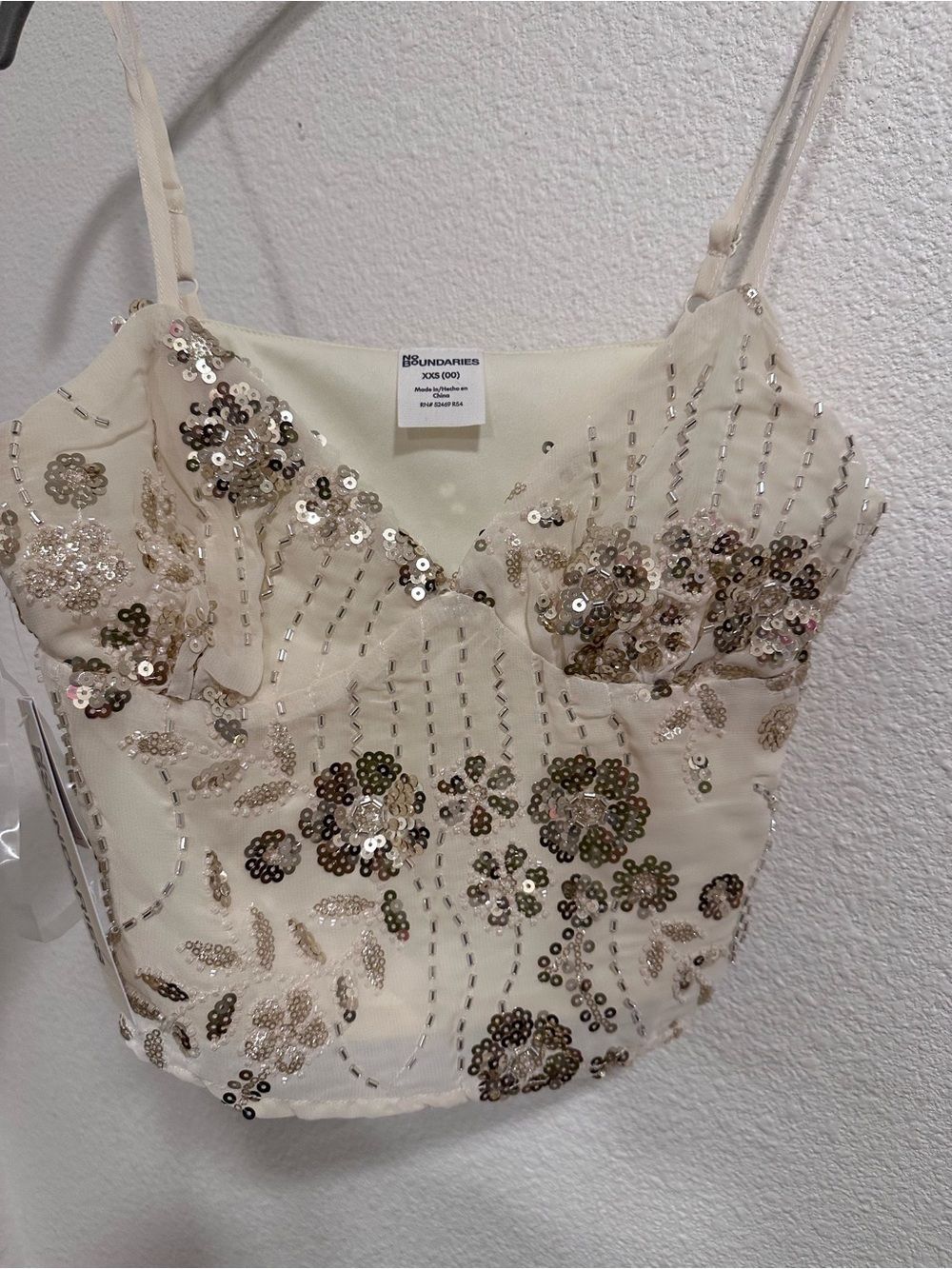 No Boundaries Cream Sequin Floral Cami - Picture 6 of 6